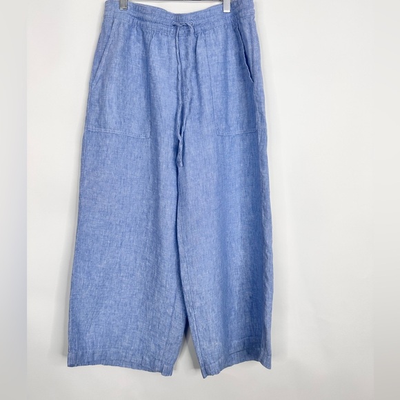 Lands’ End High Rise Blue 100% Linen Pull On Pants size SP (6-8) 4 pockets - Picture 1 of 8
